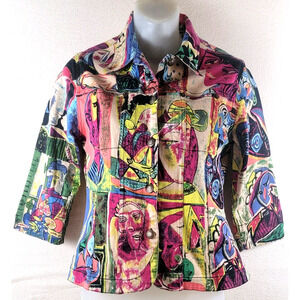 Vintage Kaktus Picasso Abstract Jacket Women Small Wearable Art Coat